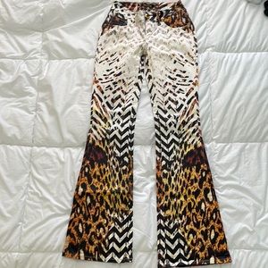 Vintage Animal Print Flare Pants
